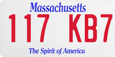 MA license plate 117KB7