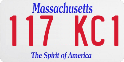 MA license plate 117KC1