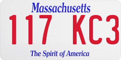 MA license plate 117KC3