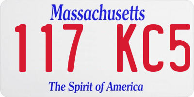 MA license plate 117KC5
