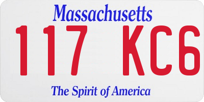 MA license plate 117KC6
