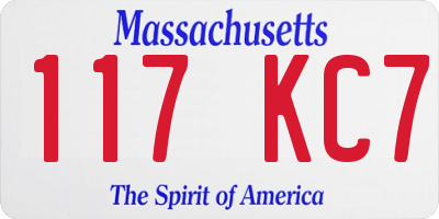 MA license plate 117KC7
