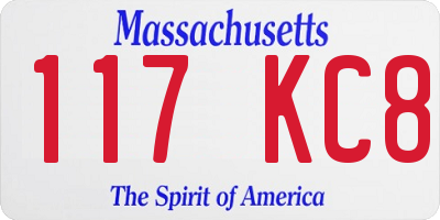 MA license plate 117KC8