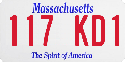 MA license plate 117KD1