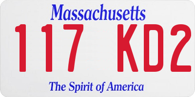 MA license plate 117KD2