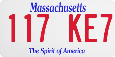 MA license plate 117KE7