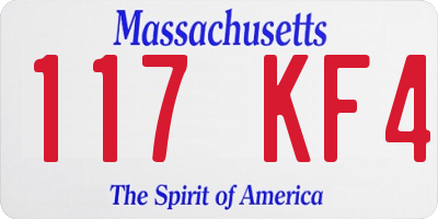 MA license plate 117KF4