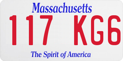 MA license plate 117KG6
