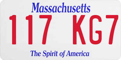 MA license plate 117KG7