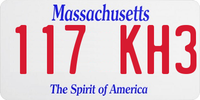 MA license plate 117KH3