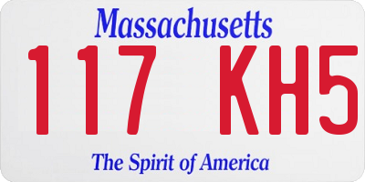 MA license plate 117KH5