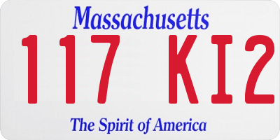 MA license plate 117KI2