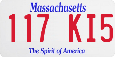 MA license plate 117KI5