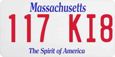 MA license plate 117KI8