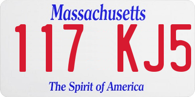 MA license plate 117KJ5
