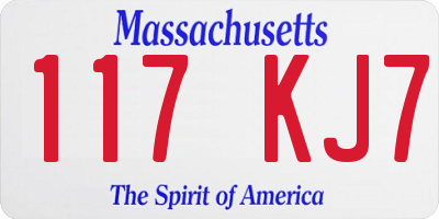 MA license plate 117KJ7