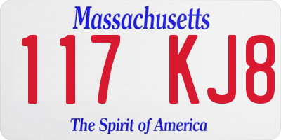 MA license plate 117KJ8