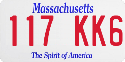 MA license plate 117KK6