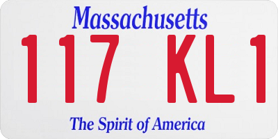 MA license plate 117KL1