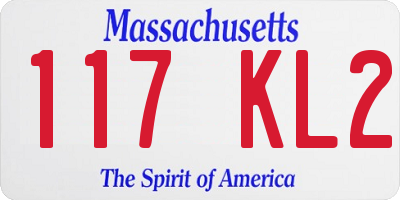 MA license plate 117KL2