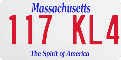 MA license plate 117KL4