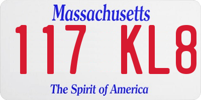 MA license plate 117KL8
