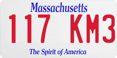 MA license plate 117KM3