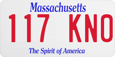 MA license plate 117KN0