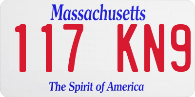 MA license plate 117KN9