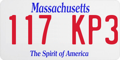 MA license plate 117KP3