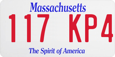 MA license plate 117KP4