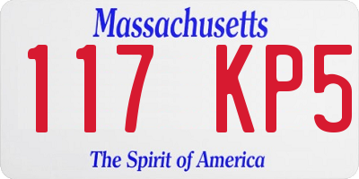 MA license plate 117KP5