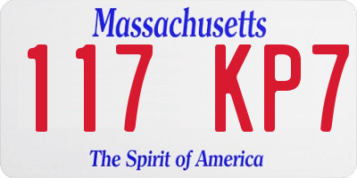 MA license plate 117KP7