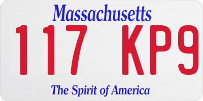 MA license plate 117KP9