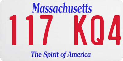 MA license plate 117KQ4