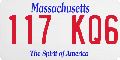 MA license plate 117KQ6