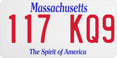 MA license plate 117KQ9