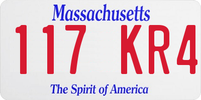 MA license plate 117KR4