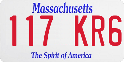MA license plate 117KR6