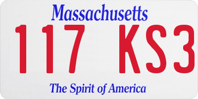 MA license plate 117KS3