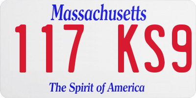 MA license plate 117KS9