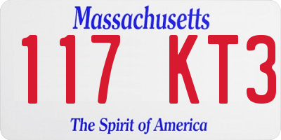 MA license plate 117KT3