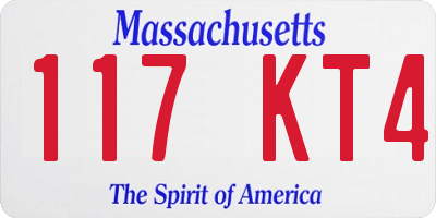MA license plate 117KT4