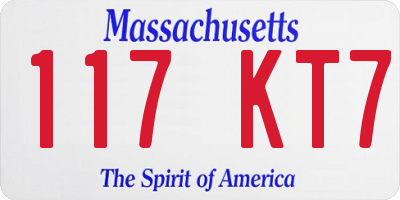 MA license plate 117KT7