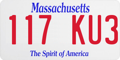 MA license plate 117KU3