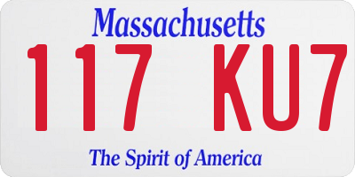 MA license plate 117KU7