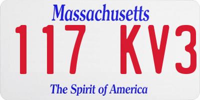 MA license plate 117KV3