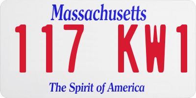 MA license plate 117KW1