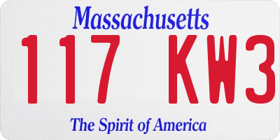MA license plate 117KW3
