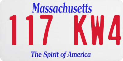 MA license plate 117KW4